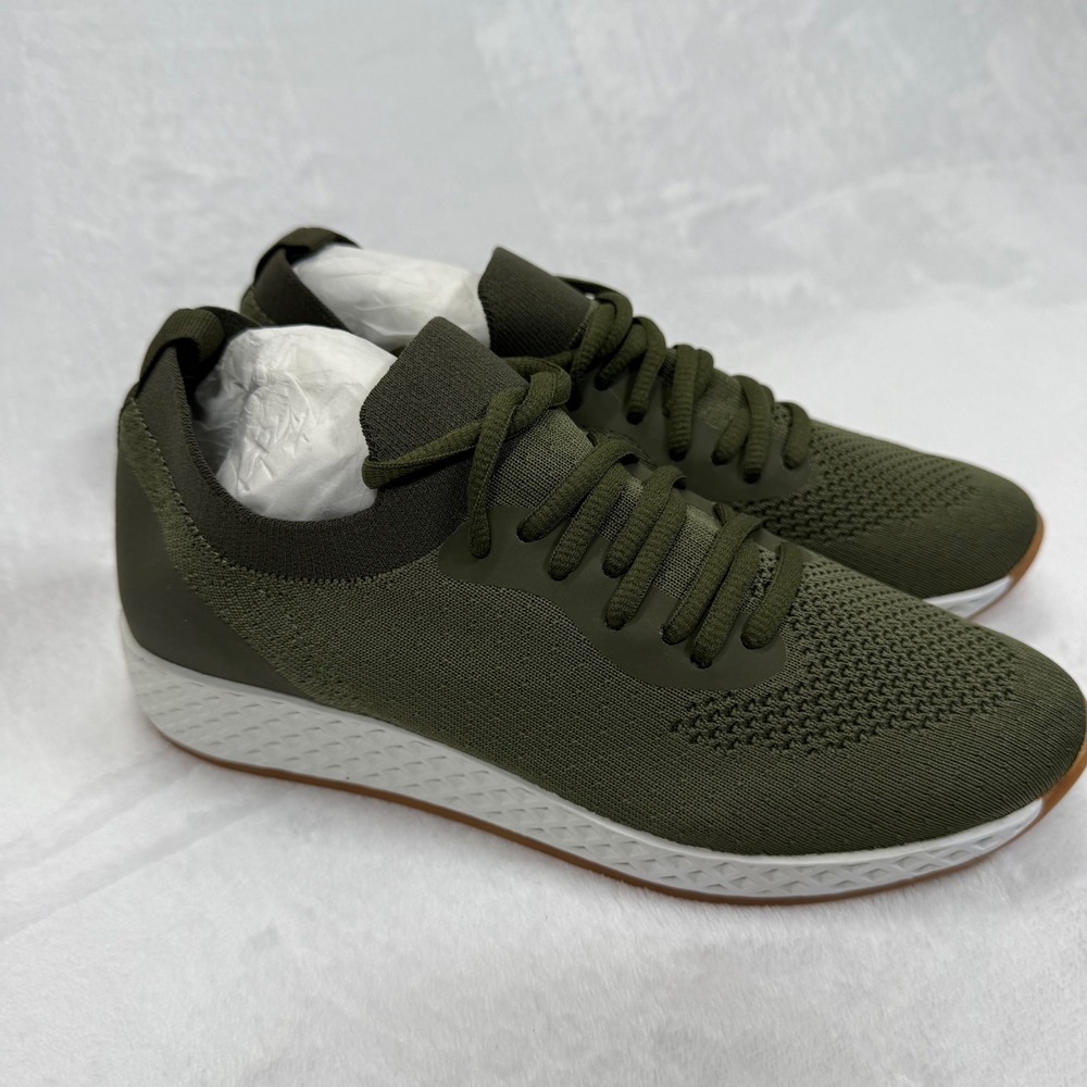 J/Slides Urban Sport Knit Sneakers Olive Green Lightweight Shoes Size 7.5